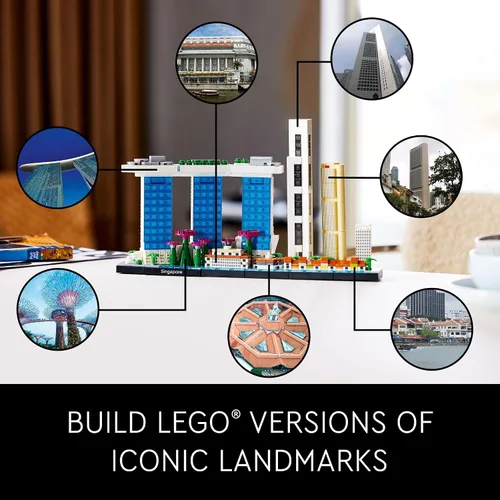 Vista 3 de LEGO Architecture Singapore 21057 - Juego de construcción, colección Skyline, modelo de construcción de arquitectura para decoración del hogar