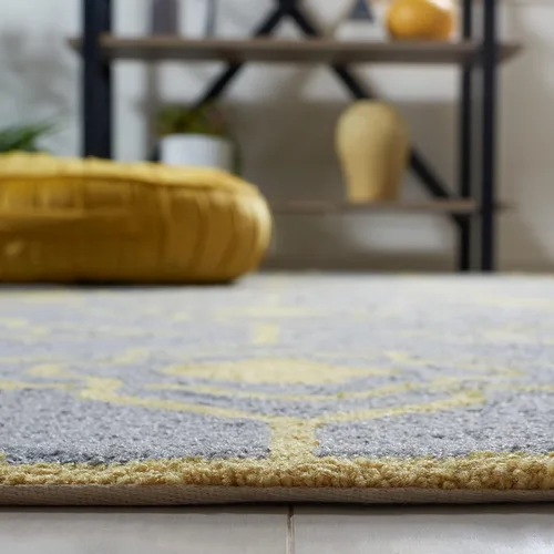Vista 5 de SAFAVIEH Four Seasons Collection FRS233F FRS233F - Alfombra de pasillo floral con gancho a mano, 2 pies 3 pulgadas x 8 pies, color gris y dorado