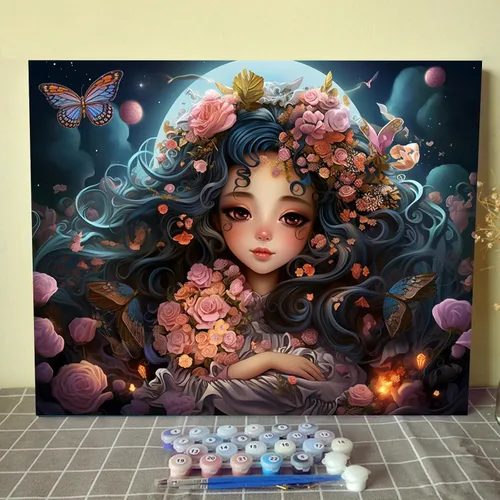 Vista 23 de Tucocoo Pintura de bebé durmiendo por número para adultos y niñas africanas, pintura por número para niños, estilo de moda, pintura moderna