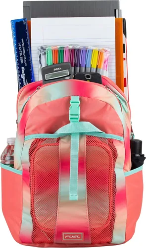Vista 6 de FUEL Combo de mochila con lonchera 18 pulgadas, de lujo, dos compartimentos, resistente al agua, con bolsillos laterales para botella de agua