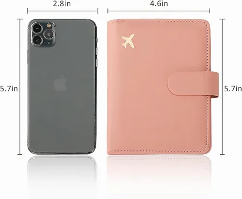 Vista 7 de Cnycmy - Funda para pasaporte para viajes, funda para pasaporte con RFID ABC-Rosa