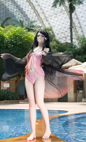 Vista 2 de Haikyuu Traje de baño de anime para mujer, salida de baño con frente abierto, kimono, cárdigan, bikini, traje de baño para playa