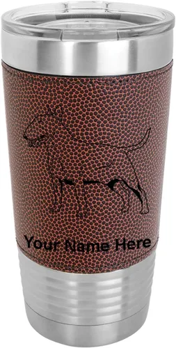 Vista 13 de LaserGram Vaso aislado al vacío de 20 onzas, perro Bull Terrier, grabado personalizado incluido (piel sintética, estilo béisbol)
