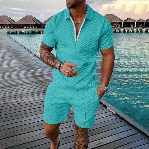 Vista 2 de Fxbar Traje de manga corta 3D para hombre, pantalones cortos de playa tropical hawaianos para el cuerpo, pantalones cortos deportivos, traje