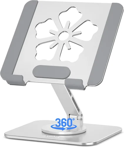 Vista 8 de Soporte para Tablet para iPad, Soporte Plegable de Aluminio Giratorio 360° – Soporte de Escritorio Ajustable Compatible con iPad Pro 12.9/11