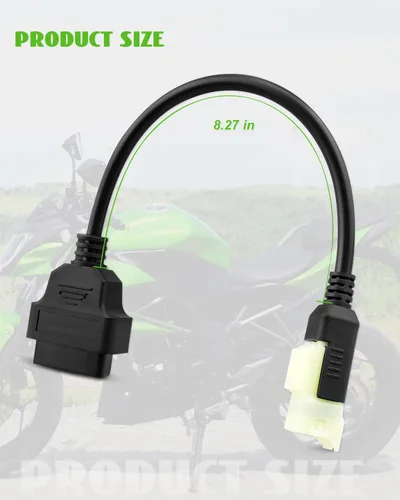 Vista 6 de Cable de diagnóstico OBD2 apto para motocicleta Kawasaki, adaptador OBD2 de 4 pines a 16 pines apto para Z250 Z650 Z1000 ER6N EX650F Ninja400