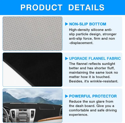 Vista 6 de Autorder Cubierta de salpicadero para Hyundai Sonata 2009 2010 Accesorios Dash Cover Upgrade Flannel Dash Mat Parasol Protector de rayos UV