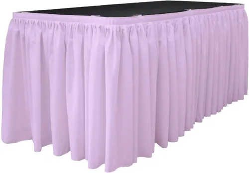 Vista 41 de LA Linen Falda de mesa de popelina de poliéster para mesas rectangulares, tela plisada para banquetes de boda, 14 pies por 29 pulgadas de largo