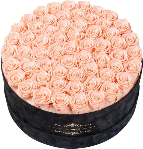 Vista 21 de 27 rosas preservadas en una caja de flores para entrega, regalos