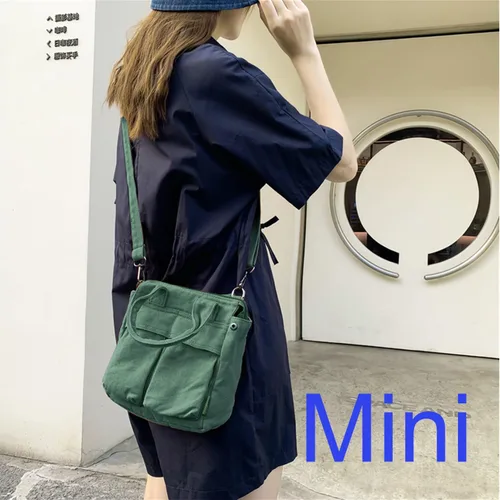 Vista 6 de Bolso bandolera pequeño de lona para mujer, lindo mini bolso cruzado, bolso casual para el hombro, bolso Hobo