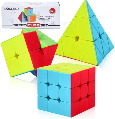 Vista 10 de Cubo de velocidad ROXENDA - Juego de cubos de velocidad de 2 x 2 3 x 3 pirámide de fibra de carbono