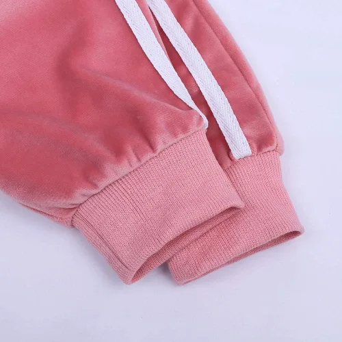 Vista 6 de MYGBCPJS Conjunto deportivo de 2 piezas de sudadera de terciopelo para niña pequeña