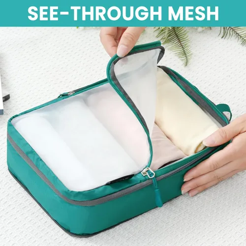 Vista 64 de BAGAIL 4 Set/6 Set Ultraligero Compresión Embalaje Cubos Organizador de Embalaje para Accesorios de Viaje Equipaje Maleta Mochila
