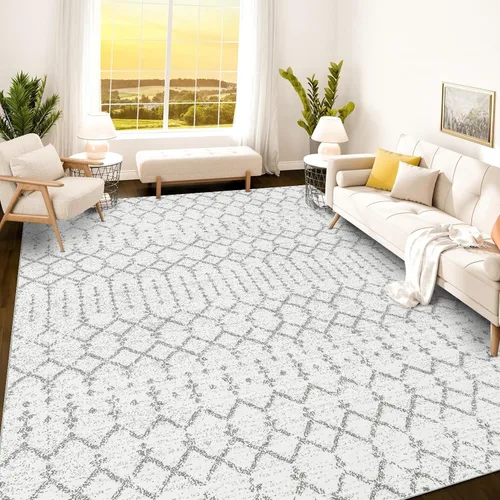 Vista 349 de Istana Alfombra larga antideslizante de 2.5 x 8 para el hogar, para pasillo y cocina, lavable, sedosa y suave al tacto, elegante, color azul y marfil