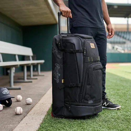 Vista 4 de Rawlings Bolso de equipo con ruedas de la COLECCIÓN ORO Béisbol/Sóftbol Múltiples estilos Negro