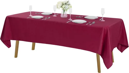 Vista 122 de Mantel rectangular de tela de poliéster lavable de 60 x 120 pulgadas, para decoración de bodas, fiestas, comedores, banquetes