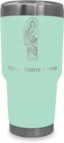 Vista 13 de LaserGram Vaso aislado al vacío de 20 onzas, Saint Jude, grabado personalizado incluido (negro)