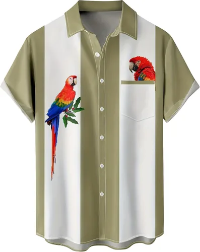 Vista 48 de Camisas tropicales con botones para hombre, camisas hawaianas de manga corta, casuales para vacaciones, camisas de playa holgadas Beige-playa escena