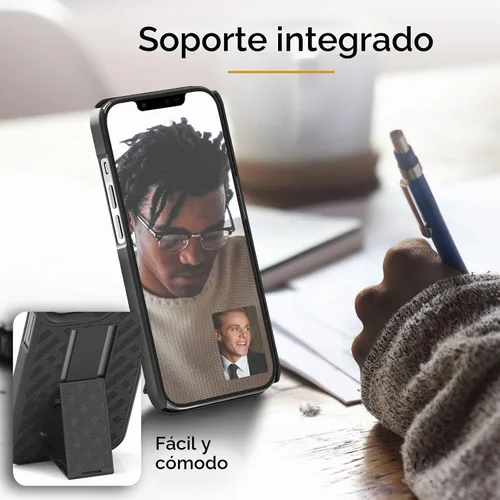 Vista 7 de MOTIVE - Funda para iPhone 14 con clip para cinturón, rígida, función atril, 6.1 pulgadas
