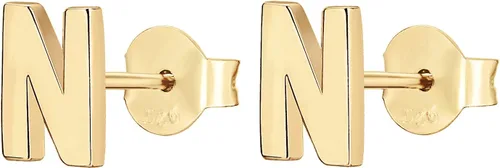 Vista 2 de PAVOI 14K Gold Plated Sterling Silver Alphabet Letter Earrings Personalized Initial Earrings for Girls