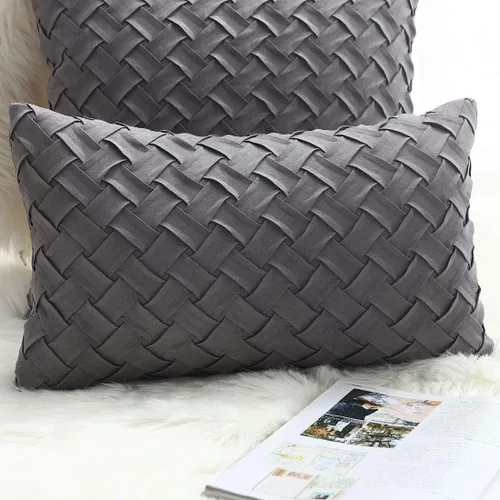Vista 36 de vctops Funda de Almohada Decorativa con Patrón de Tejido de Canasta Boho, Gamuza Súper Suave, Funda de Cojín de Acento Cuadrada Sólida para Sillón