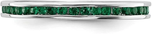 Vista 4 de Anillo de plata de ley 925 maciza apilable con piedras preciosas de mayo verde esmeralda