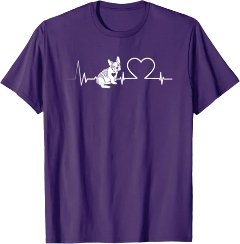Vista 27 de Heartbeat Bulldog francés Camiseta de propietario de perros Frenchie, Negro