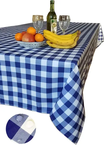 Vista 11 de Tektrum Mantel redondo de poliéster 100% impermeable de 60 pulgadas a cuadros -Resistente a derrames/Manchas/Arrugas- para acampar, pícnic, cena