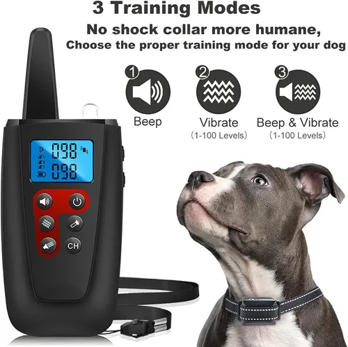 Vista 5 de Paipaitek Collar de entrenamiento para perros sin choques, rango de 3300 pies, collar de entrenamiento de perro impermeable IPX7 con mando a