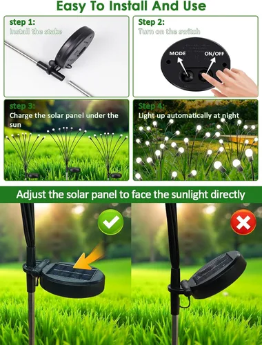 Vista 7 de 2026 Luces Solares Actualizadas para Exteriores, Juego de 8 Luces de Jardín Solares con 2 Modos, Luces de Luciérnaga al Aire Libre Impermeables