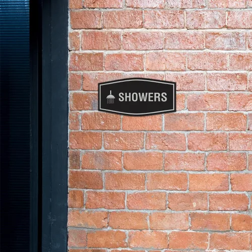 Vista 2 de Fancy Showers - Letrero (negro/plateado), tamaño mediano