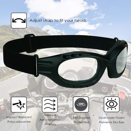 Vista 5 de Bikershades Gafas de Seguridad para Motocicleta para Hombre y Mujer. Lentes Polarizadas, Humo, Azul Espejado u Naranja, Lentes Amarillos