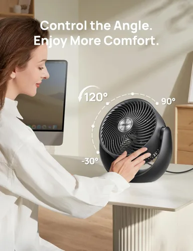 Vista 6 de DREO Ventilador para dormitorio, ventiladores de piso para toda la habitación, flujo de aire fuerte de 40 pies, inclinación ajustable de 120°, 28 db