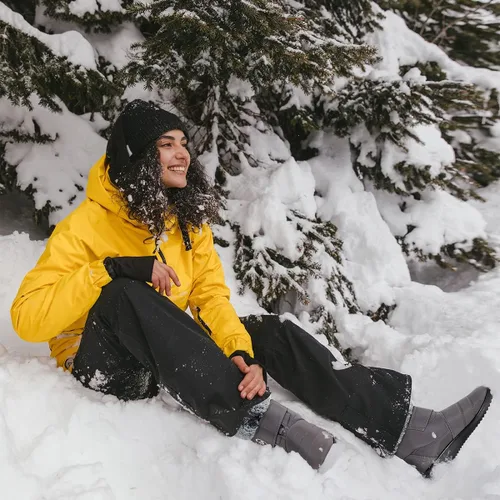 Vista 3 de Botas de nieve para mujer, zapatos de invierno con lazo de gancho, cómodas botas forradas de piel para mujer, botas impermeables sin cordones
