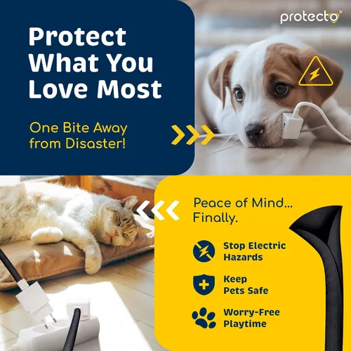 Vista 3 de PROTECTO Protector de Cables Resistente para Perros y Gatos, Funda Larga de 10 Pies, Cubierta de Cable de 1/2 Pulgada Fácil de Usar para Mascotas