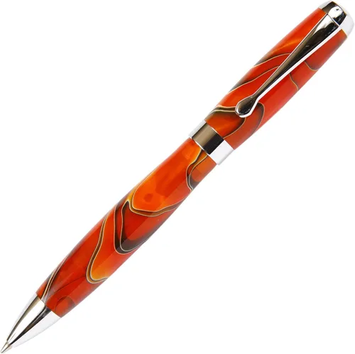 Vista 8 de Lanier Tuscany - Bolígrafo con cuerpo brillante marmoleado negro y perla con detalles cromados, acción de giro y recambio de estilo Parker de 0.028