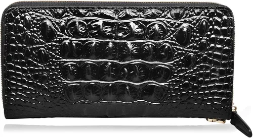Vista 4 de PIJUSHI Cartera de pulsera de piel de cocodrilo para mujer, bolso de mano