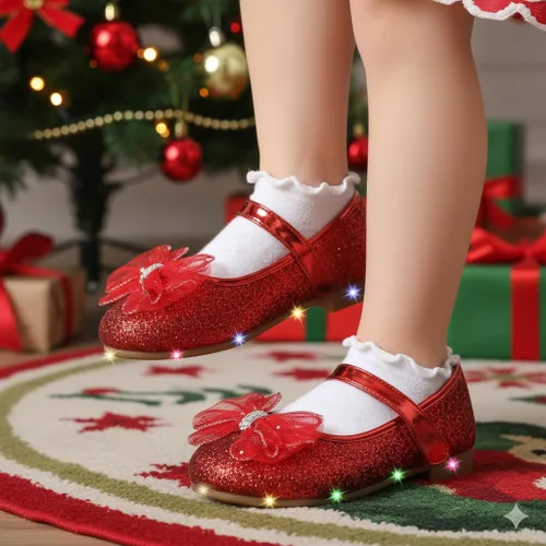 Vista 3 de Nova Utopia - Zapatos planos con luces para niñas pequeñas, estilo Mary Jane, para ballet