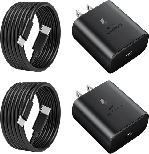 Vista 9 de 2025 Nuevo Cargador Súper Rápido de 45W Tipo C 3.0 Paquete de 2 con Cable de Carga Tipo C de 10 Pies - Cargador de Repuesto de 45W USB-C