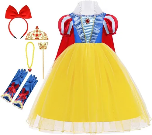 Vista 66 de HIHCBF Disfraz de princesa blanca como la nieve para niñas, cumpleaños, Navidad, Halloween, carnaval (con accesorios)