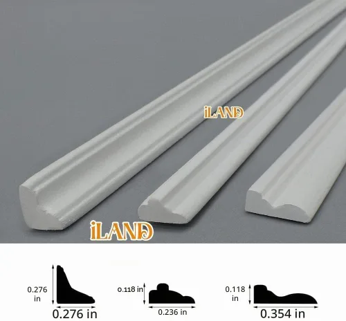 Vista 2 de iLAND Accesorios para casa de muñecas en miniatura a escala 1:12, 18 piezas, molduras de madera para casa de muñecas y zócalos y cornisa moldeada