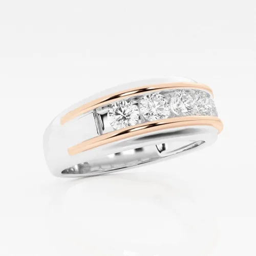 Vista 3 de Anillo de boda redondo de 12 ctw para hombre de diamante cultivado en laboratorio en oro de 14 k