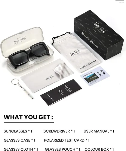 Vista 7 de Veda Tinda Vision Polarized Rectangle Sunglasses Womens and Men Retro Trendy Square 90s Sun Glasses UV400 Protection
