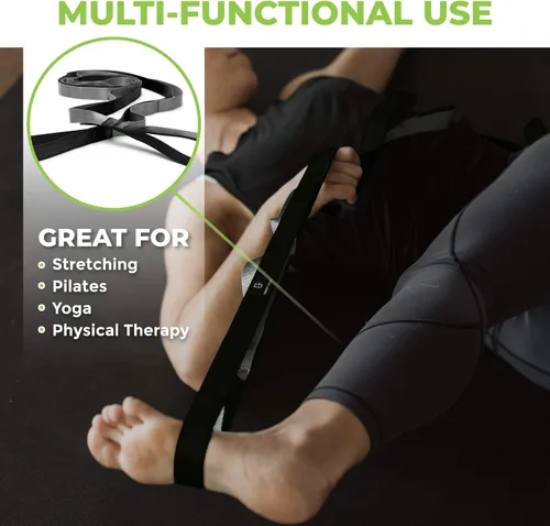 Vista 2 de Gradient Fitness Stretching Strap for Physical Therapy, 12 Multi-Loop Stretch Strap 1" W x 8' L, Neoprene Handles, Physical Therapy Equipment, Yoga