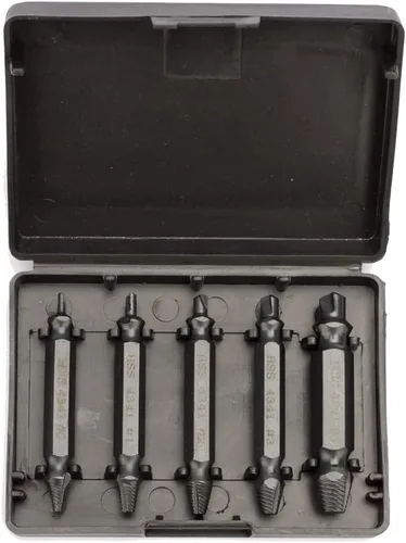 Vista 2 de Kit de extractor de tornillos de 5 piezas, para fácil extracción de accesorios oxidados y rotos, tornillos de cabeza pelada, tornillos y brocas