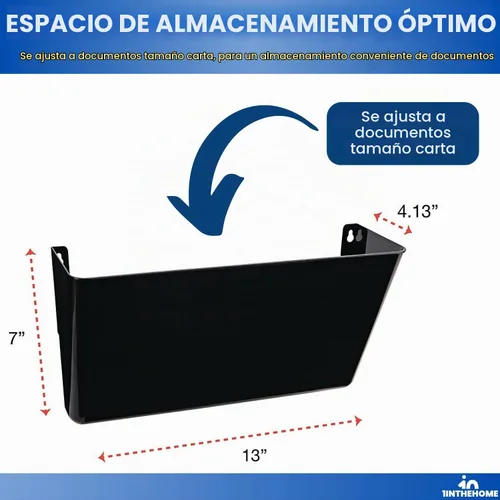 Vista 4 de Archivo de pared negro de un solo bolsillo, tamaño carta