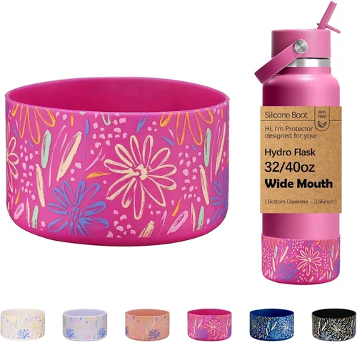 Vista 53 de WK IEASON Base protectora de silicona para botellas Hydro Flask de 12 a 24 onzas de ancho y boca estándar, funda antideslizante para accesorios de 2