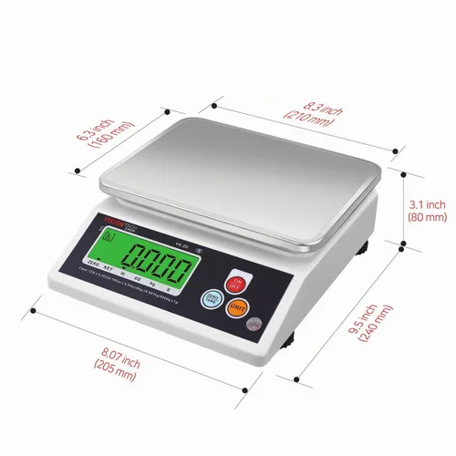 Vista 7 de VisionTechShop VK-2D - Báscula de cocina de alimentos de alta calidad de 0.00 oz, conmutable en libras/oz/kg/g, báscula de alimentos con placa