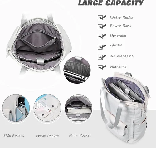 Vista 4 de FANDARE Mochila unisex Bolsas de hombro casuales con puerto de carga USB Equipaje, Negro), CC-AR004