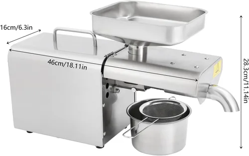 Vista 2 de Máquina automática de prensa de aceite eléctrica, extractor de prensa de aceite de 750 W, expulsor de aceite orgánico para maní, sésamo, coco, soja